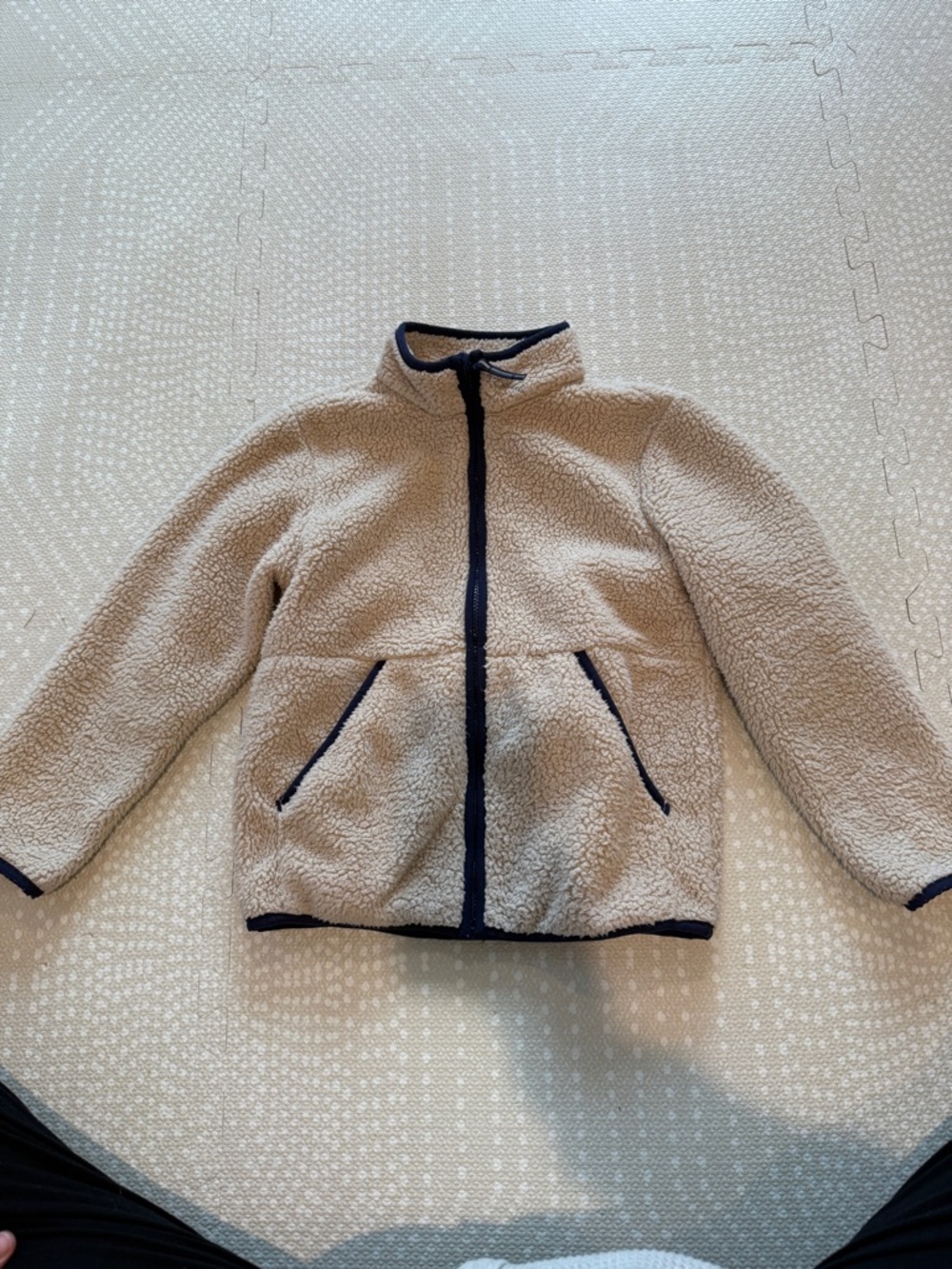 Cat & Jack Cream Sherpa Jacket with Navy Trim